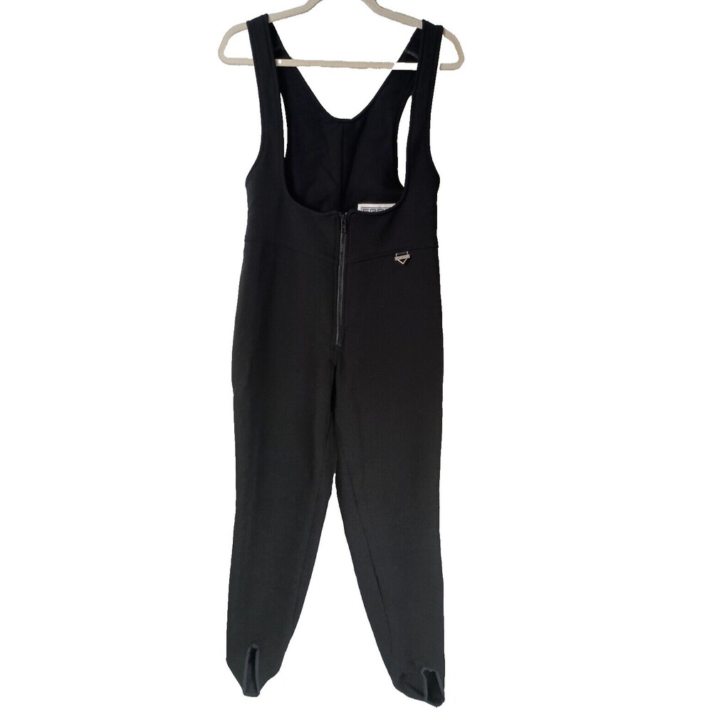 Vintage Fera Skiwear Black Bib Overalls Juniors Girls Size 12 Regular Nylon Wool